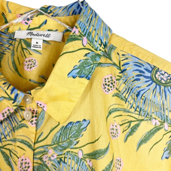 MADEWELL Ruffle Sleeve Button Down Shirt in Painted Blooms Size Medium - Picture 5 of 12